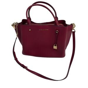 *B50 MICHAEL KORS Arielle Large Satchel Pebbled Leather Berry Pink